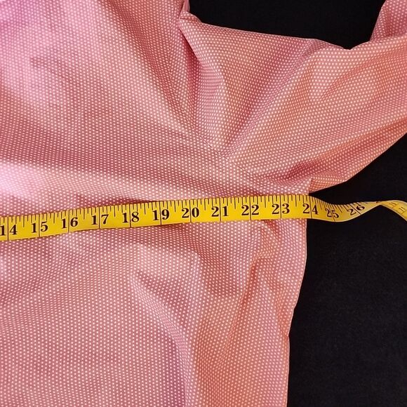 Land's End pink and white dotted button down plus size 18 No Iron Supima - Picture 8 of 9